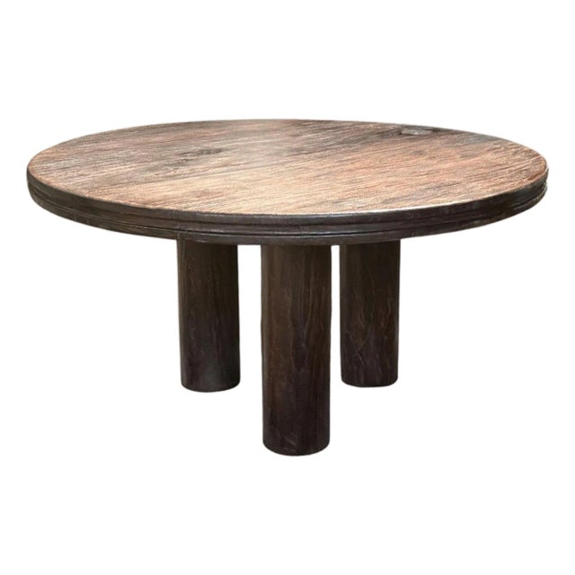 Large Teak Wood Table, Stunning Wood Textures Espresso Finish, Modern Organic For Sale
