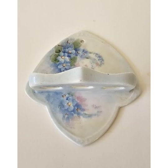 1912 Hand Painted Rs Prussia Germany Forget Me Nots Toothbrush Holder For Sale In Sacramento - Image 6 of 7