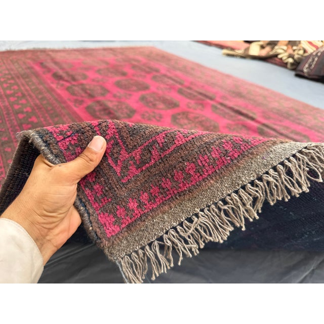 Textile Vintage Turkmen Bukhara Rug Hand-Knotted Elephant Foot Living Room Rug For Sale - Image 7 of 12