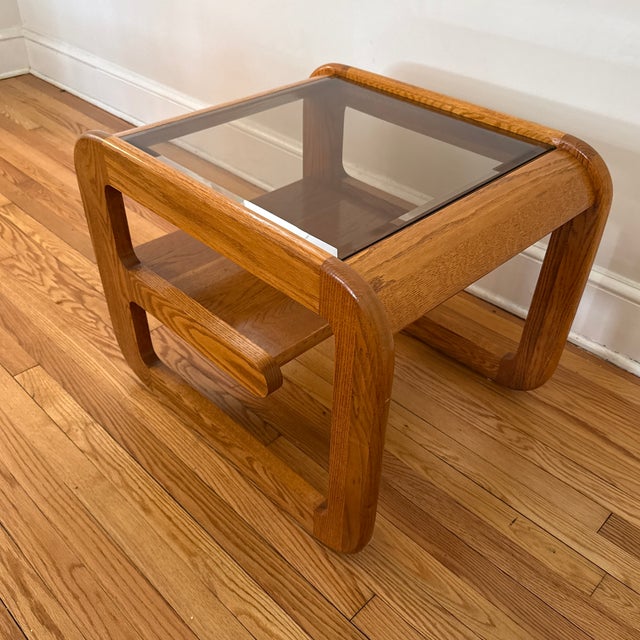 Mid-Century Modern 1970s Mid-Century Modern Lou Hodges Oak Side Table For Sale - Image 3 of 7
