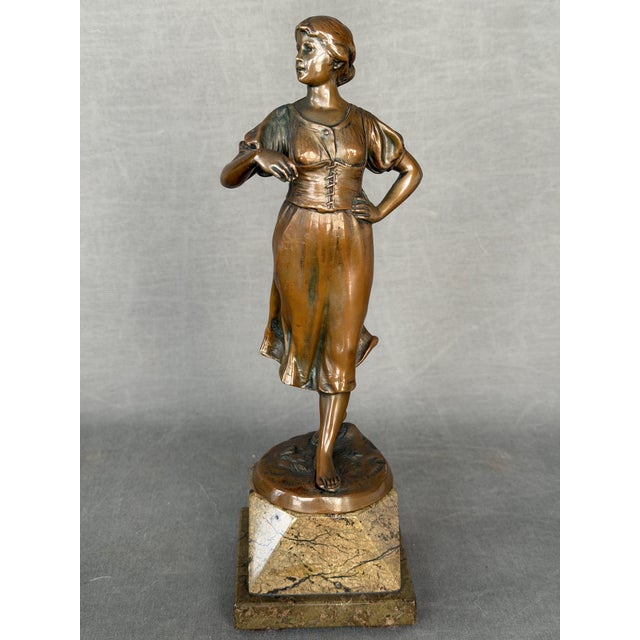 Brown 19th-Century Sculpture of Young Lady in Calamine, 1900s For Sale - Image 8 of 8