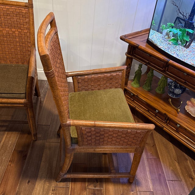 1960s 1960s Ficks Reed Bamboo and Leather Dining Chairs For Sale - Image 5 of 12