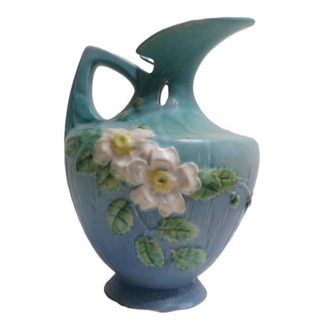 Roseville Pottery Magnolia Pitcher – Shape 990-10 (10"). Beautiful vintage Roseville Pottery pitcher from the Magnolia...