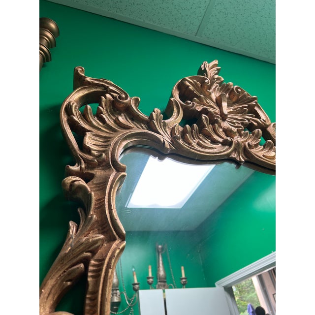 1970s Hand Carved Giltwood Large Mirror For Sale - Image 4 of 5