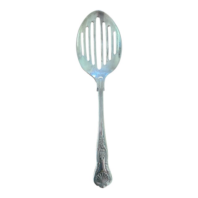 Mid 20th Century English Sheffield "Kings Pattern" Silverplate Straining Spoon For Sale