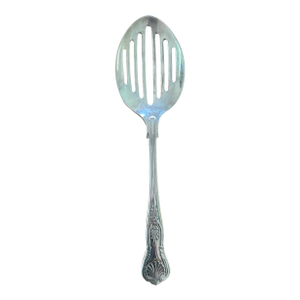 Mid 20th Century English Sheffield "Kings Pattern" Silverplate Straining Spoon