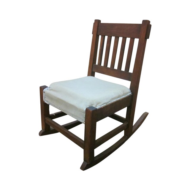 Antique Mission Oak Armless Nursing Stickley Style Rocker Rocking Chair Chairish Early american antique oak mission style rocking chair $225.