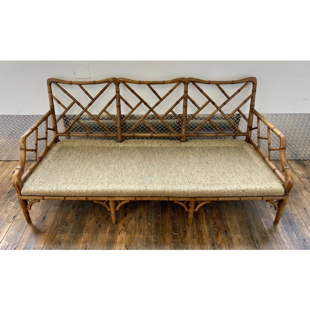 Chinoiserie Mid 20th Century Chinese Chippendale Faux Bamboo Sofa For Sale - Image 3 of 5