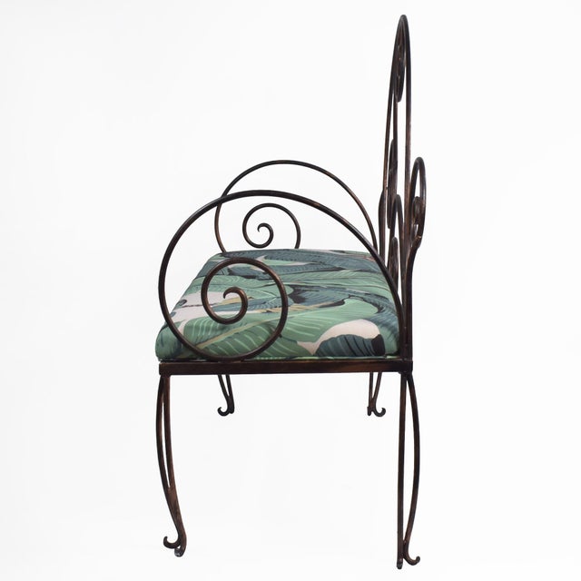 Neoclassical Upholstered Neoclassical Iron Bench For Sale - Image 3 of 5