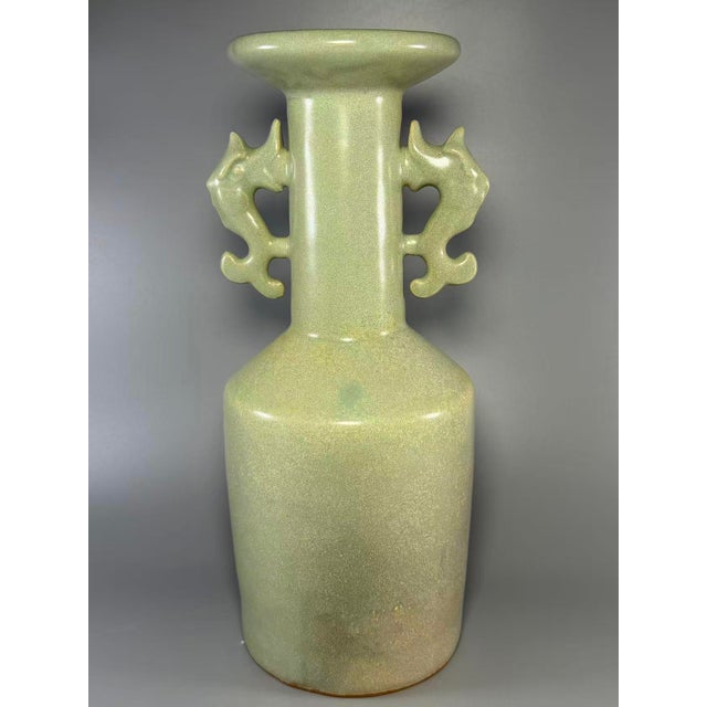 Antique Chinese Longquan Celadon Phoenix Ear Vase For Sale - Image 4 of 9