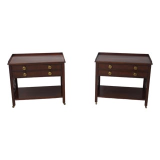 Pair of Baker Historic Charleston Mahogany 2 Drawer Servers For Sale