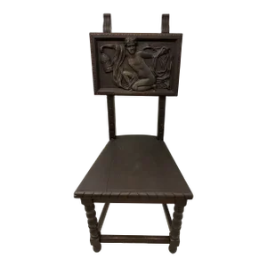 Early 20th Century Antique Carved Wood Spanish Chair