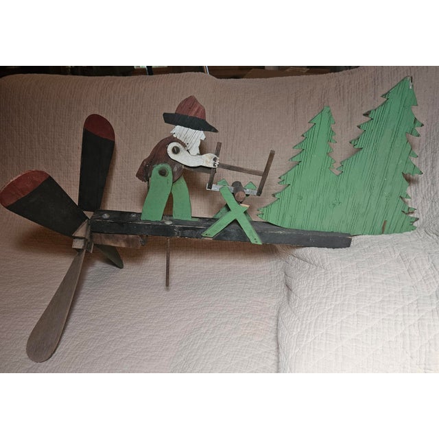 Vintage 1950's American Folk Art Mechanical Lumberjack Whirligig For Sale - Image 15 of 18