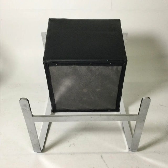 Pair of Mies Van Der Rohe Brno Style Flat Bar Chair in Black Leather, 1990s For Sale - Image 4 of 8