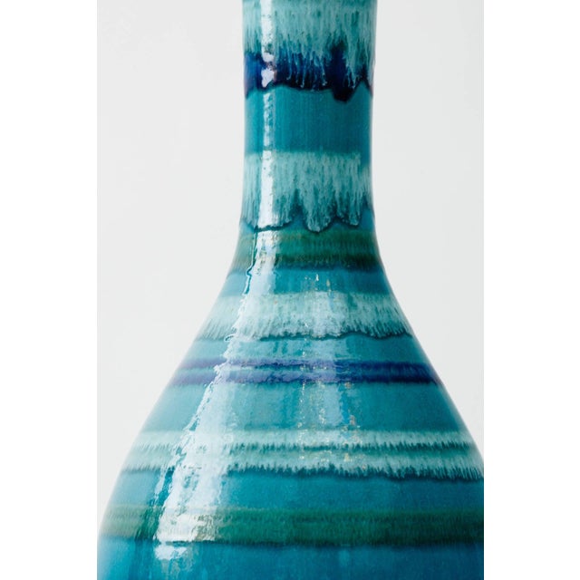 Italian Striped Glaze Ceramic Lamp For Sale - Image 4 of 5