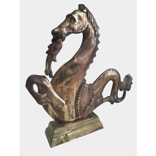 Vintage Brass Seahorse, 1920s For Sale - Image 3 of 11