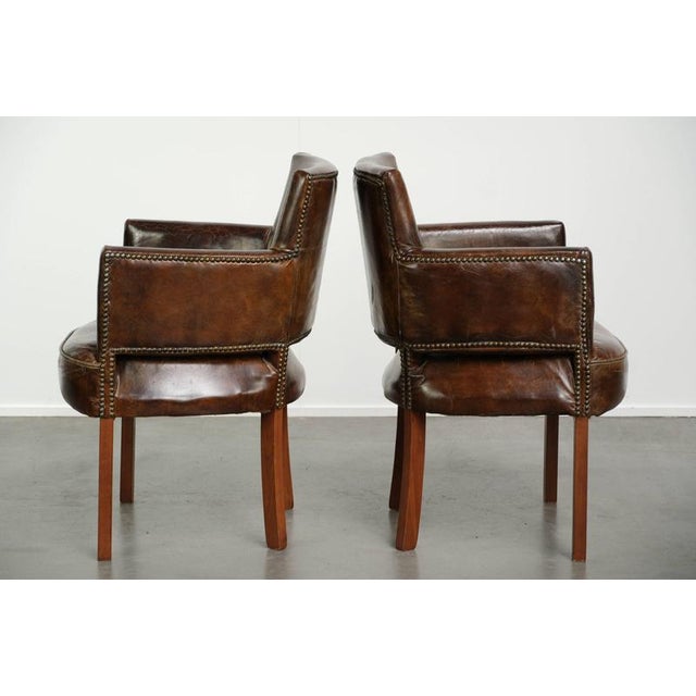 2000 - 2009 Vintage Grained Cowhide Leather Dining Chairs, Set of 6 For Sale - Image 5 of 17