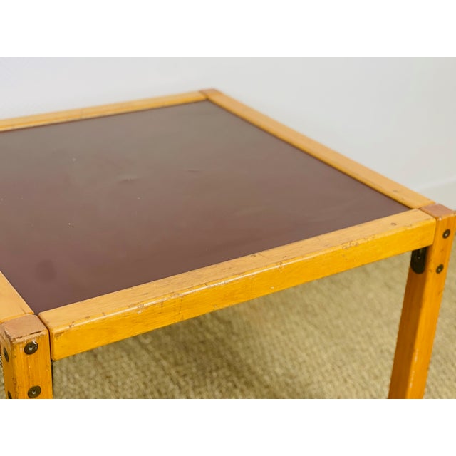 Contemporary Vintage Coffee Table in Beech and Vinyl from Flötotto, 1960s For Sale - Image 3 of 10