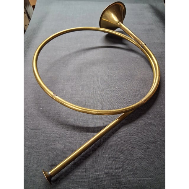 Metal Vintage Decorative Brass Horn For Sale - Image 7 of 8