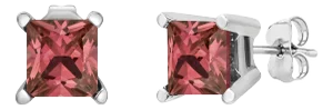 14K White Gold 1/2 Cttw 4 Prong Set Lab Grown Pink Princess Diamond Solitaire Stud Earrings