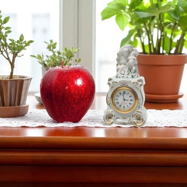 1986 Franklin Mint Louis V Cartel Clock. Limited Edition Small Clock issued by the Franklin Mint. Gold & pink floral...