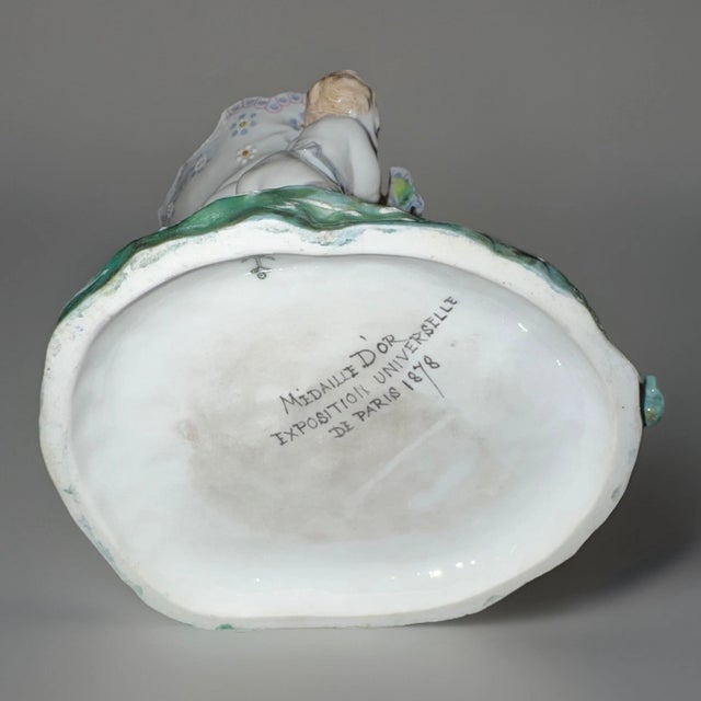 Victorian Vion Et Baury 19th Century Bisque Porcelain Figural Compote Made for the Paris Exposition For Sale - Image 3 of 14