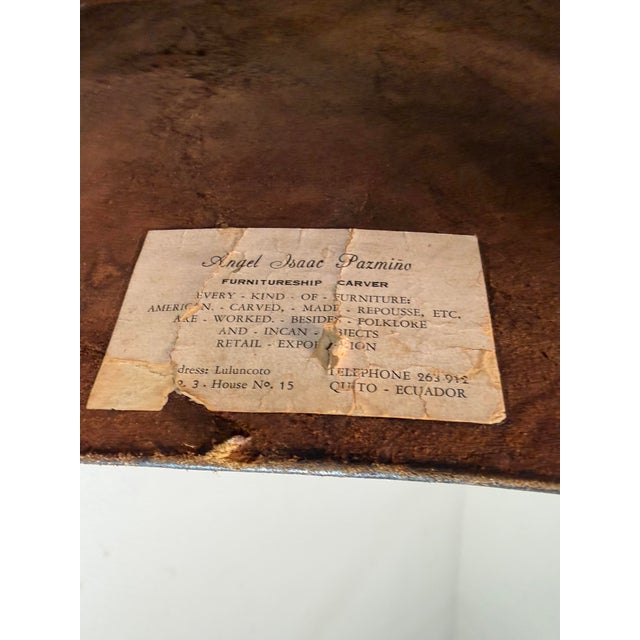 Brown 1960s Set of 2 Mid Century Angel Pazmino Hand Tooled Leather Sling Safari Chairs For Sale - Image 8 of 12