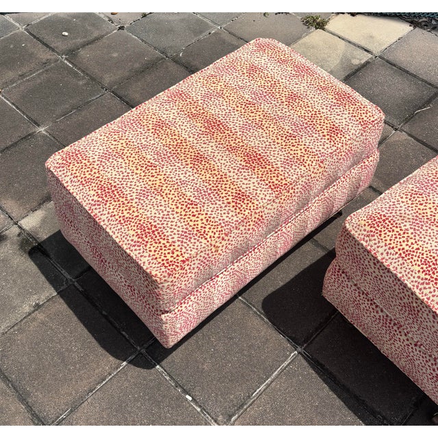 Late 20th Century Vintage Drexel Heritage French Provincial Cheetah Print Ottomans, a Pair For Sale - Image 5 of 9