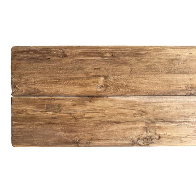 Tan Outdoor Indoor Teak U Leg Bench For Sale - Image 8 of 8