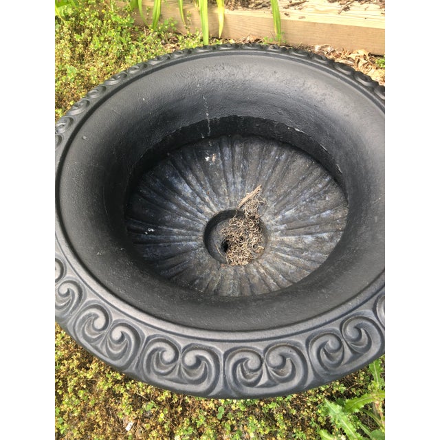 Neoclassical Neoclassical Newly Painted Black Garden Planters Urns With Fancy Handles -A Pair For Sale - Image 3 of 11