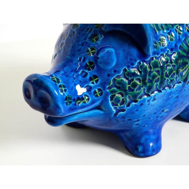 Large Rimini Blu Ceramic Pig Money Box by Aldo Londi for Bitossi Italy, 1960s For Sale - Image 15 of 18