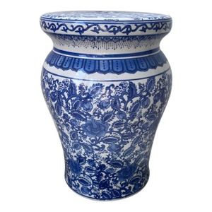 Vintage Late 20th Century Chinese Blue and White Garden Stool
