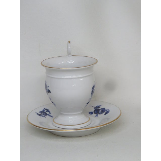 Richard Ginori Italy White Blue Floral Porcelain Coffee Cup and Saucer 4694b For Sale - Image 12 of 15