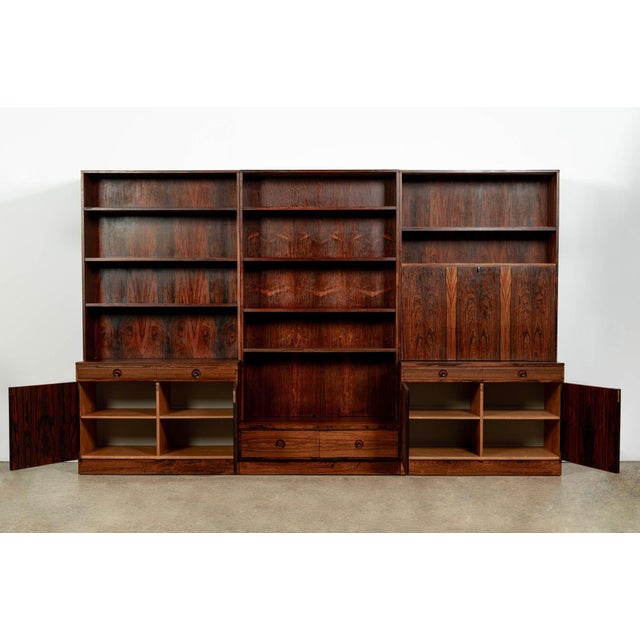 Bodafors Mid-Century Swedish Rosewood Bookcase Dropdown Wall Unit by Bertil Fridhagen for Bodafors, 1960s For Sale - Image 4 of 18