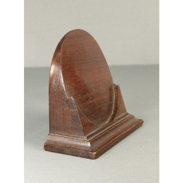 Art Deco Flame Mahogany Desk Clock Pocket Watch Base or Miniature Stand 2.75" Diameter For Sale - Image 3 of 17