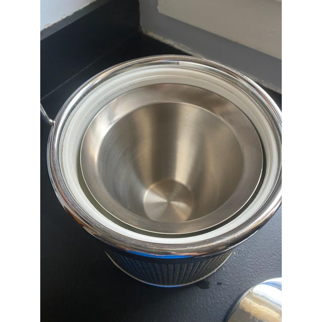 Hollywood Regency 1950s Mid-Century Hollywood Regency Gold Beaded Ice Bucket With Chrome Liner, Japan For Sale - Image 4 of 13