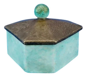 20th Century Art Deco Ceramic Box in Bronze Enamel from the Mga Factory, Albisola, Italy, 1920s
