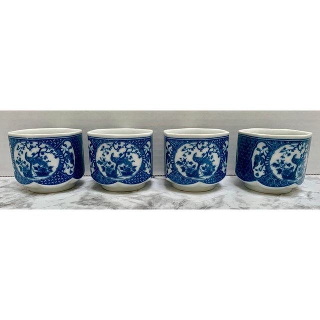 Ceramic Vintage Set of Four Asian Chinoiserie Cherry Blossom Tea Cups For Sale - Image 7 of 7