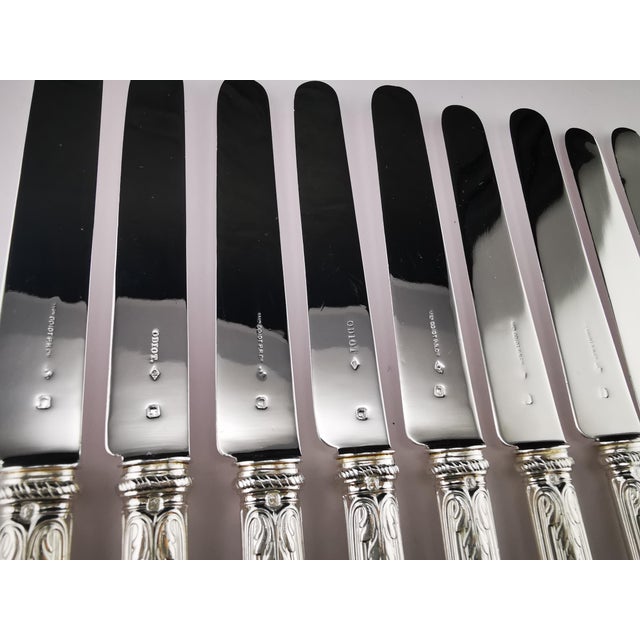 Silver Dessert Cutlery Service 10 People from Odiot Louveciennes, 1890s, Set of 54 For Sale - Image 13 of 18