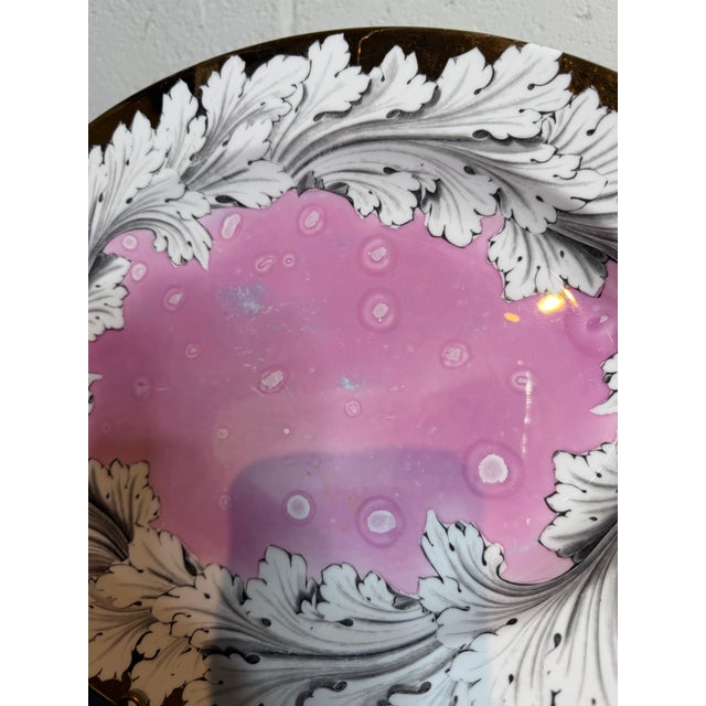 Vintage Fornasetti Style Pink Splash Luster Platter | Chairish