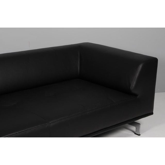 Delphi 3-Seater Sofa in Black Leather and Steel by Hannes Wettstein, 2000s For Sale - Image 4 of 11