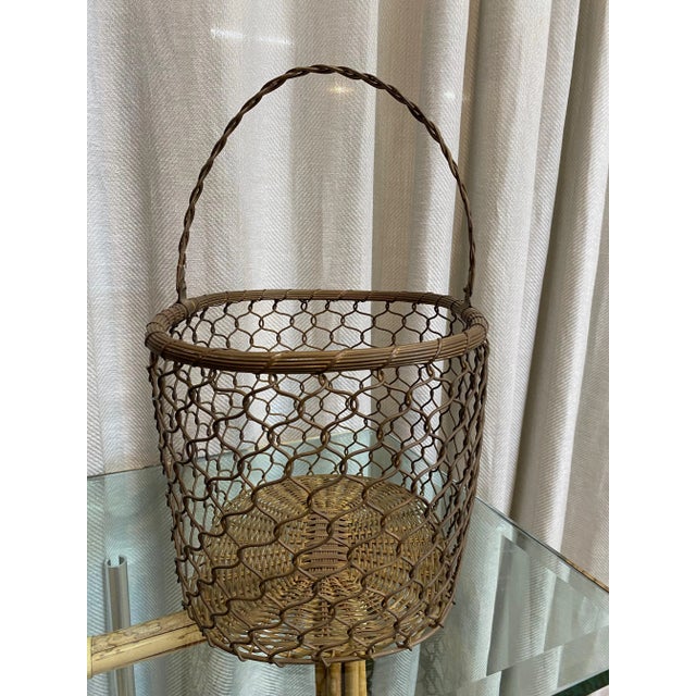 Metal French Brass Woven Basket, Pair For Sale - Image 7 of 9