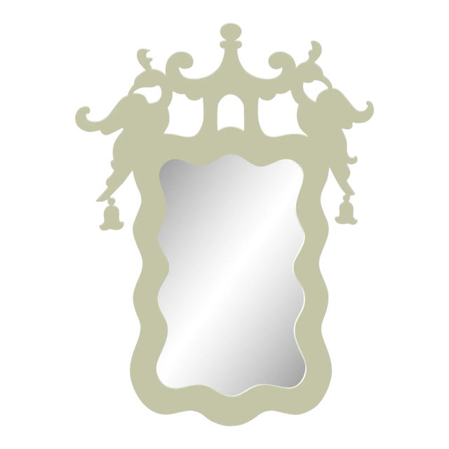 Fleur Home x Aldous Bertram Rococo Mirror in Cooking Apple Green, 34x46 For Sale