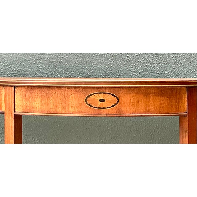 Vintage Regency Inlay Scallop Demilune Table For Sale - Image 12 of 12