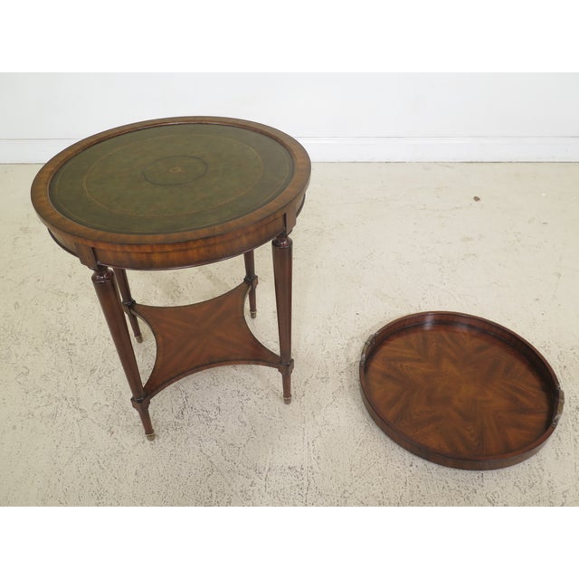 Regency Maitland Smith Round Leather Top Table with Tray Chairish