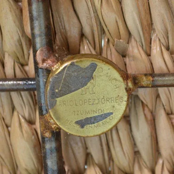 Wrapped Rattan Mirror by Mario Lopez Torres. There are some imperfections to the hand-made woven rattan. Signed Mario...