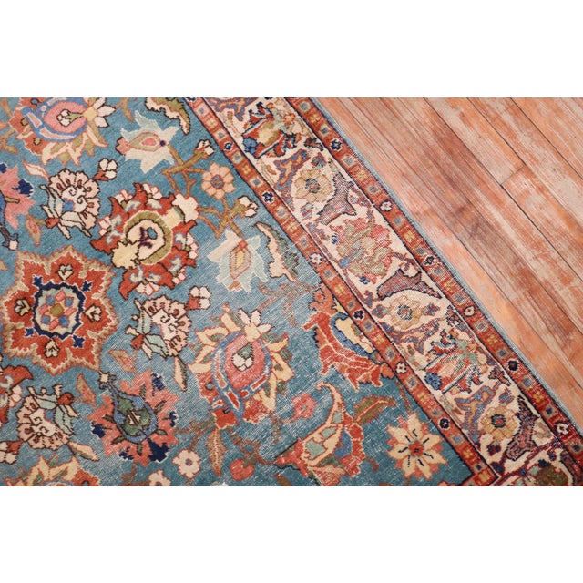 Textile Pair of Teal Persian Tabriz Rugs rug no. j3704 For Sale - Image 7 of 18
