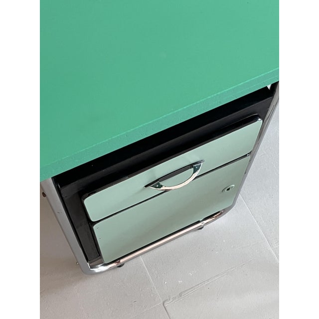 Wood Tubular Writing Desk in Chrome with Metal and Wood, 1960s For Sale - Image 7 of 11