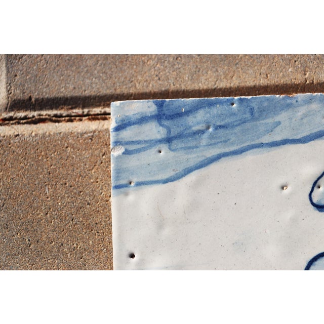 Baroque 18th Century Portuguese Tile Kneeling Figure Foot Blue & White Antique For Sale - Image 3 of 8
