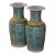 Pair of Mid-Century Chinese Famille Rose Hand Painted Turquoise Porcelain Vases For Sale
